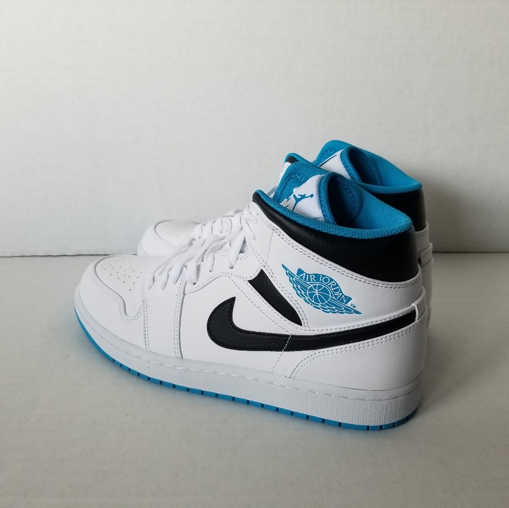 Nike Air Jordan 1 Mid White Laser Blue Men's 10 - Picture 6 of 10